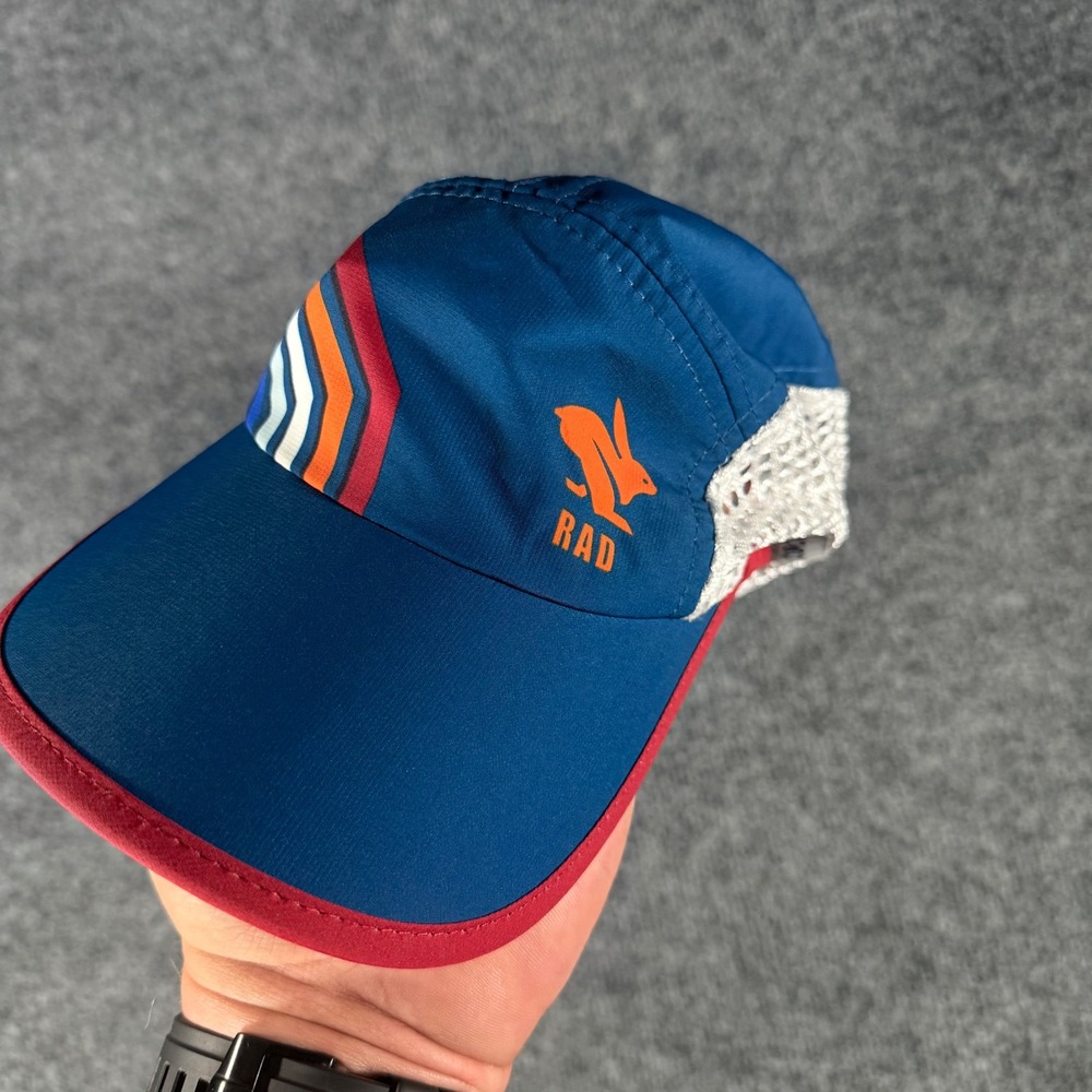 Boco Gear Rabbit RAD Running Hat Mesh Technical Performance Cap OSFM Blue Orange